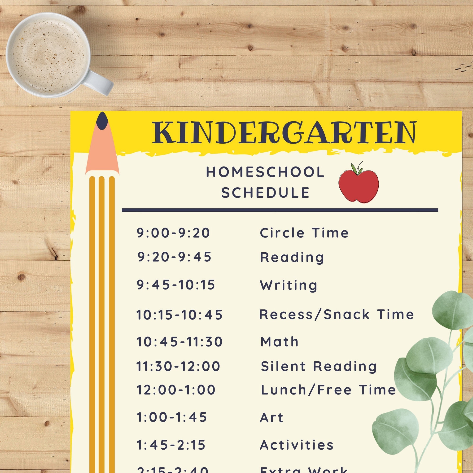 Kindergarten Homeschool Schedule Printable Full Day Curriculum digital Download Etsy