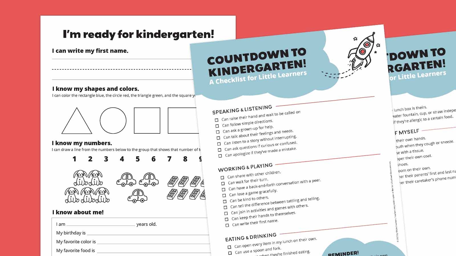Kindergarten Readiness Checklist Free Printable