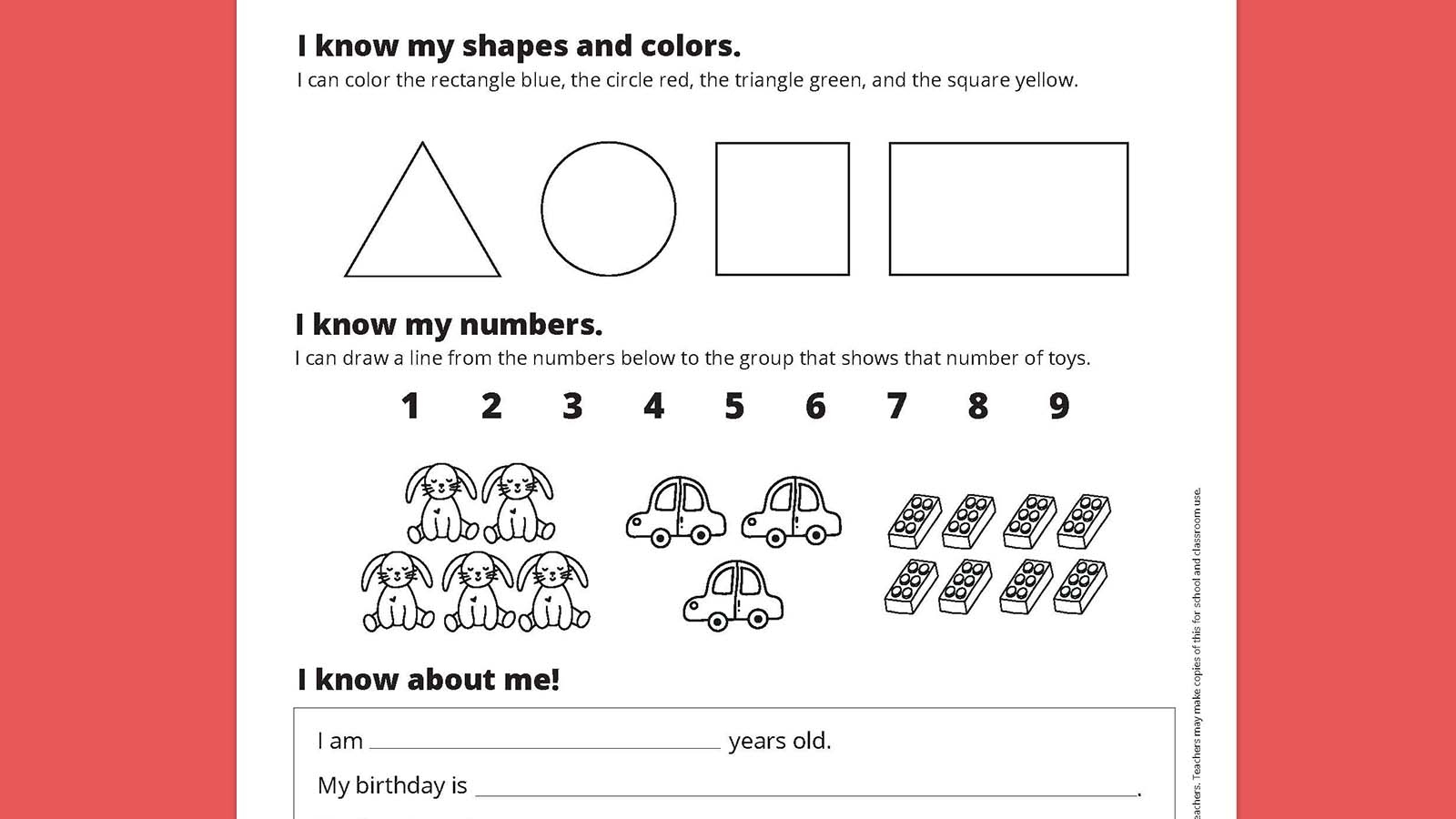 Kindergarten Readiness Checklist Free Printable