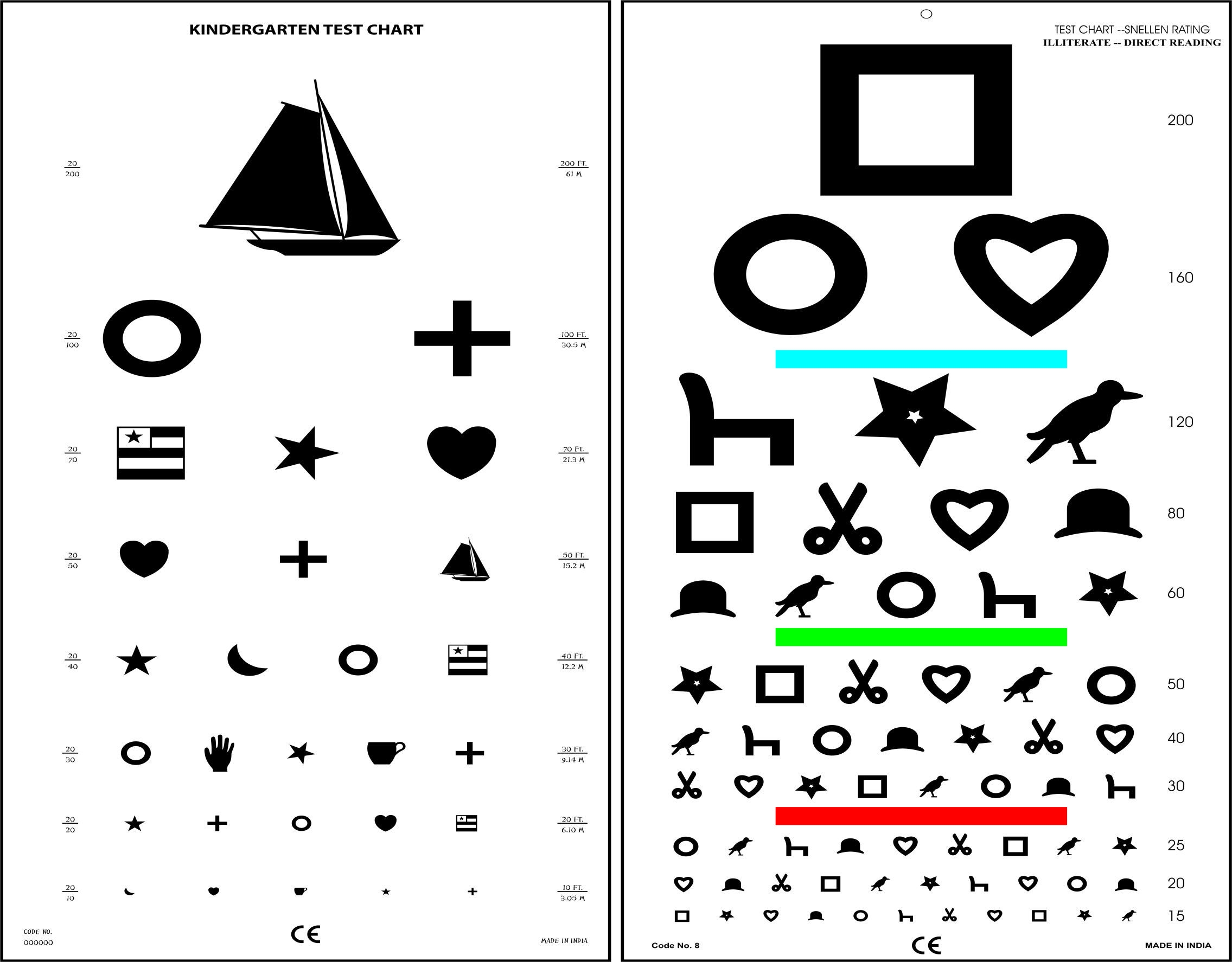 Pocket Eye Chart Kids Eye Exam Chart Set Pediatric Vision Test With Occluder Pointer Laminated Eye Chart