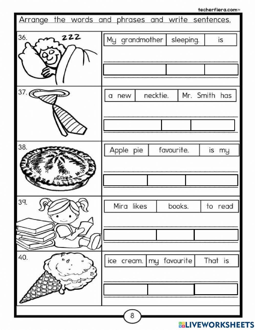 Sentence Worksheet For Kindergarten Worksheets Library